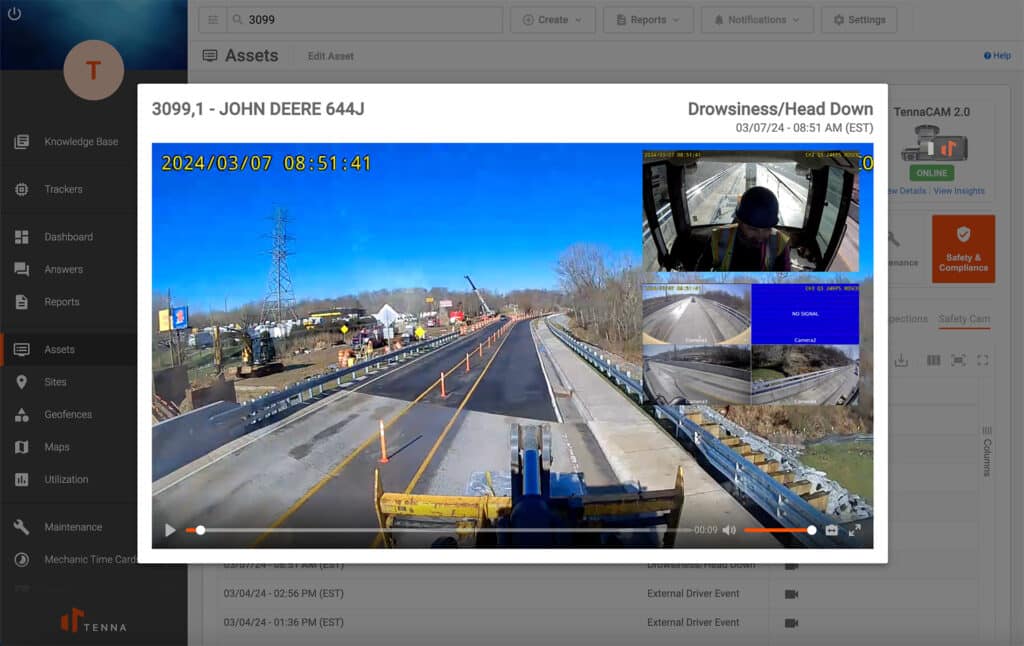 TennaCAM 2.0 Heavy Equipment camera footage