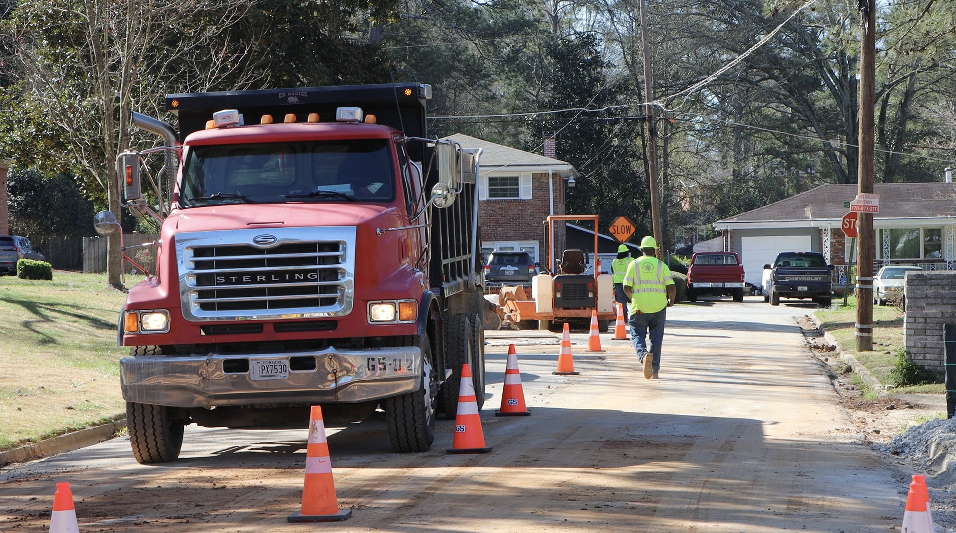 GS Construction Truck and Workers Onsite