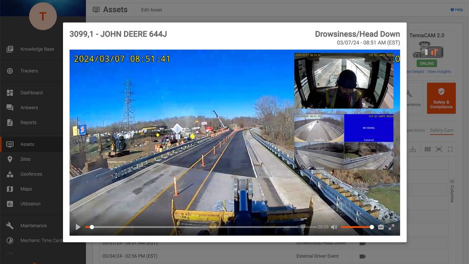TennaCAM 2.0 Heavy Equipment camera footage
